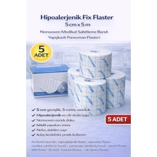 Moresun Buğz Hipoalerjenik Fix Flaster 5 cm x 5 M 5 Adet Nonwoven Medikal Sabitleme Bandı Yapışkanlı Pansuman Flasteri