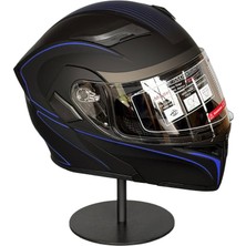 Scharf 902 Çene Açılır Motosiklet Kaskı Güneş Gözlüklü H8 Blue Şeffaf Vizörlü Dayanıklı Tasarım