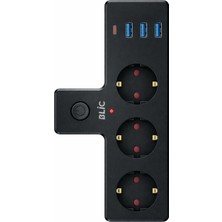 Blackbird Game Center Blic Ftr-12 Termal Akım Korumalı 3'lü Priz - Pd 20W Usb-C + 3 Usb-A Girişli - 2500W 10A