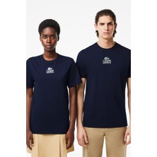 Lacoste Unisex Regular Fit Crew Neck Graphic T-Shirt Navy Bisiklet Yaka Erkek Tişört Lacivert