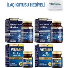 Nutraxin 2 Kutu Magnesium Complex Vitamin B6 60 Tablet + 2 Kutu Vitamin D3K2 1000 Iu 120 Tablet