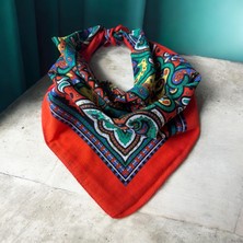 ALS Tasarım Dünyası Turuncu Renk Desenli %100 Koton Bandana