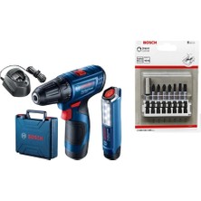 Bosch Profesyonel Gsr 120 Vidalama + Lamba + 8 Parça  65 mm Bist Vidalama Ucu+ 2 Adet 2 Ah Akü Seti