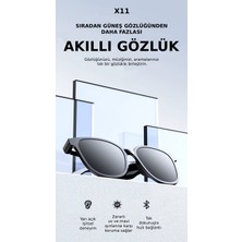 Qstar X11 Akıllı Güneş Gözlüğü Siyah Polarize Android Ios Uyumlu Bluettoth Kulaklık Gözlük Çift Hoparlör