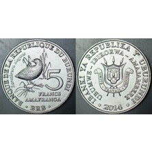 Banknoting Burundi 5 Frank 2014 Hatıra-Afrika Kuşları-Benekli Tüykuyruk. 26 mm Alüminyum Çil.