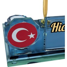Sentez Masa Üstü İsimlik Türk Bayrağı Kristal Masa Isimliği