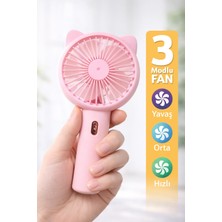 Telvesse 3 Modlu Şarjlı El Fanı 3 Kademe Seyahat Masaüstü Vantilatör Taşınabilir Mini Fan Pembe F136