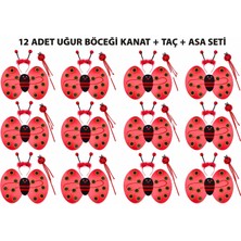 Buğz Uğur Böceği Kostüm Seti - Kanat Taç Asa 3 Parça 12 Adet
