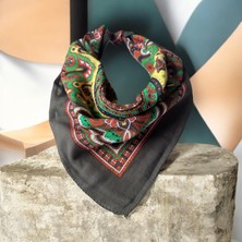 ALS Tasarım Dünyası Yeşil Renk Desenli %100 Koton Bandana