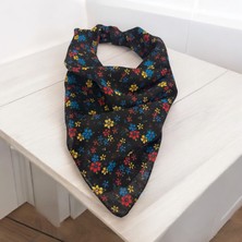 ALS Tasarım Dünyası Siyahi Renk  Zemin Içi Çiçek Desenli %100 Koton Bandana