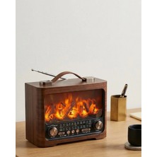 Alvo Store Buğz LED Şömine Efektli Kablosuz Hoparlör Bluetooth Radyo USB Tf Kart Destekli