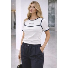 by Eylül Ertürk Baskı Detaylı Kenarları Büzgülü Atlet Görünümlü Bluz