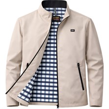 Sivaist Krem Erkek Pamuk Polyester Karışımlı Bonded Kumaş Su ve Rüzgar Geçirmez Mevsimlik&yazlık Mont