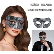 Alvo Store Buğz Gümüş Eskitme Yüz Maskesi - Antik Tarz Balo Maskesi