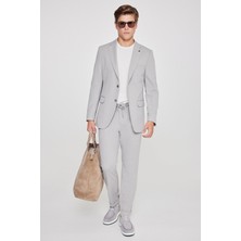 Altınyıldız Classics Slim Fit Dar Kesim Mono Yaka Beli Bağlamalı Kapak Cepli Esnek Takım Elbise