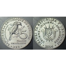 Banknoting Burundi 5 Frank 2014 Hatıra-Afrika Kuşları-Trompetçi Boynuz Gaga. 26 mm Alüminyum Çil.