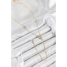 Alvo Store Buğz Pirinç Zirkon Taşlı Kutup Yıldızı Model Gold Renk Y Kolye - Buğz