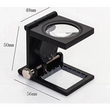 Alvo Store Buğz 28X28 mm Katlanır Sayaçlı Metal Lüp, 2 LED Işıklı Büyüteç Tekstil TH9005A - Buğz