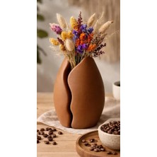 Mescolare Kahve Çekirdeği Tasarımlı Dekoratif Vazo | 3D Baskı Pla Modern Masaüstü Çiçeklik 14 cm