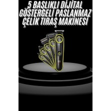 Alvo Store Buğz Saç Sakal Şekillendirici Tıraş Makinesi 5 Başlıklı Paslanmaz Çelik Bıçaklı Unısex - Buğz
