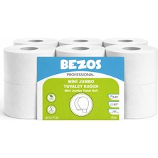 Alvo Store Buğz Bezos Professional Mini Jumbo Tuvalet Kağıdı 12 Rulo | 2 Katlı | %100 Selüloz | Endüstriyel & Ev Tipi Kullanım