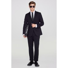 Altınyıldız Classics Slim Fit Dar Kesim Mono Yaka Beli Bağlamalı Kapak Cepli Esnek Takım Elbise