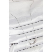 Alvo Store Buğz Pirinç Zirkon Taşlı Balık Kılçığı Model Gümüş Renk Kadın Kolye - Buğz