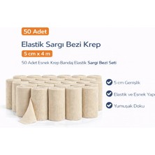 Alvo Store Buğz Elastik Sargı Bezi Krep 5 cm x 4 M 50 Adet Esnek Krep Bandaj Elastik Sargı Bezi Seti