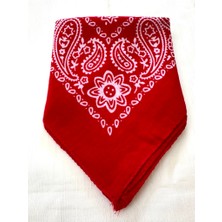 ALS Tasarım Dünyası Kırmızı Renk  Zemin Içi Beyaz Desenli %100 Koton Bandana