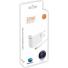 Mobilite Gerçek Güç 33W Turbo Şarj Saniyeli USB Adaptör + USB To Type-C Kablo Turbo Hızlı Şarj Set