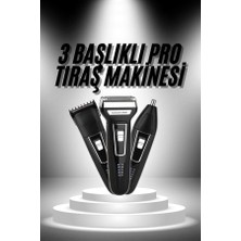 Alvo Store Buğz 3'lü Set Saç Sakal Kesme Traş Makinesi Burun Kılı Alma Tıraş Makinesi - Buğz
