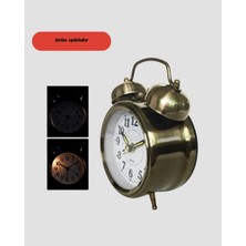 Alvo Store Buğz Dekoratif Bronz Renk Metal Alarmlı Masa Üstü Saat Klasik Tasarım - Buğz