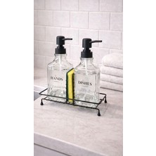 Atacı Siyah Metal Kare Sıvı Sabunluk Standı 250 ml ve 500 ml Uyumlu