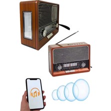 Alvo Store Buğz Saatli Fenerli Bluetooth Nostaljik Radyo Aux Sd USB Girişli Bluetooth Hoparlör - Buğz