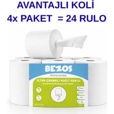 Alvo Store Buğz Bezos Professional Içten Çekmeli Kağıt Havlu 4 Koli | 24 Rulo | Endüstriyel Kullanım
