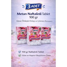 Alvo Store Buğz Metan Naftalinli Tablet 100 gr Güve Önleyici Dolap ve Çekmece Koruyucu 3 Adet