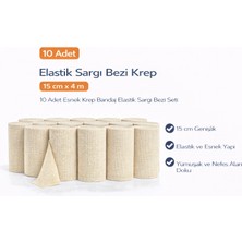 Alvo Store Buğz Elastik Sargı Bezi Krep 15 cm x 4 M 10 Adet Esnek Krep Bandaj Elastik Sargı Bezi Seti