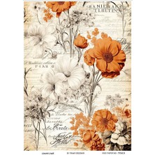 Lineart Trnc8 Çiçek Desenli 29*42 cm Pirinç Dekopaj