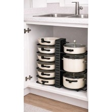 Atacı Paslanmaz , Siyah 8 Katlı Mutfak Depolama Rafı - Korozyona Dayanıklı Metal, Kompakt Dolap Altı Tencere Tava Organizer