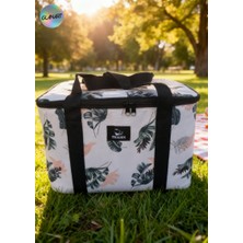 Glanart Piknik, Seyahat, Kamp Çantası Sıcak- Soğuk  Termos Özellikli  8-10 Saat Muhafaza  40 Litre Yaprak Desen