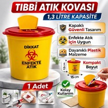 Alvo Store Buğz Tıbbi Atık Kovası 1,3 Litre 1 Adet Kapaklı Tıbbi Atık Kutusu Enfekte Atık Kovası