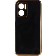 Ceponya Xiaomi Redmi Note 11E Kılıf Kamera Korumalı Altın Kenar Tasarım Silikon