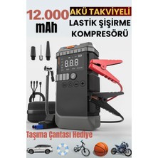 Yussraw Auhma A7711 orjinal 12000mah Jump Starter / Akü Takviye Cihazı | 4'ü 1 Arada Powerbank, Hava Kompresörü, LCD Ekran,