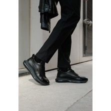 Roof Atelier Erkek Siyah Bağcıklı Kalın Taban Spor Ayakkabı - 2419 - Fst