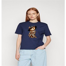 ÇARŞI47 Kadın Tişört Ayıcık Baskılı Yuvarlak Yaka T-Shirt
