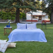 Sarev Isla Mavi Çift Kişilik %100 Pamuk Pike Takımı