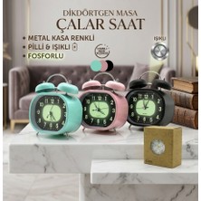 Melinee Dikdörtgen Masa Çalar Saat ( Metal Kasa Renkli ) ( Pilli & Işıklı ) ( Fosforlu )