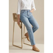 İmaj Butik Mavi Yüksek Bel Mom Jeans Pantolon