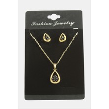 Zero Land Ozdestor Oval Kartanesi Zirkon Taşlı Set Kolye-Yeşil