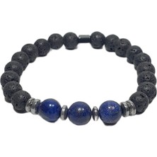 JTSS26BLK1745 Lav Taşı ve Lapis Lazuli Ceyt Doğaltaş Janti Bileklik